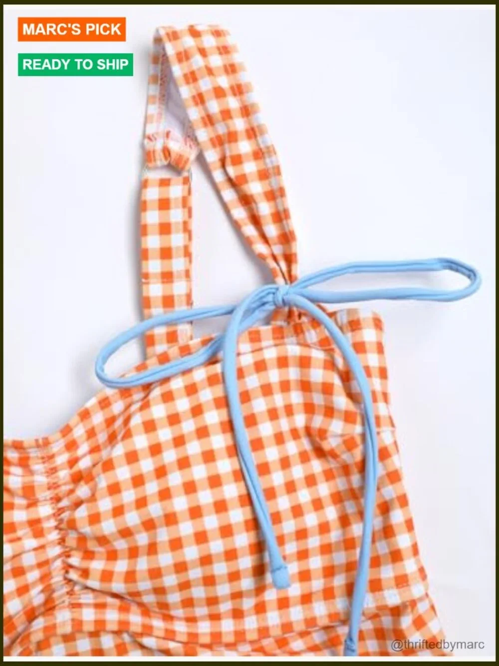 Gingham Bow Decor Ruched Tankini Set Tummy Control Swimwear